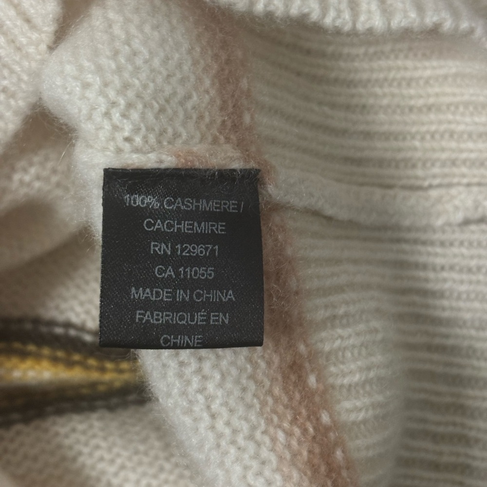360 Cashmere Women's Sweater - Cream with Tan and Gold Stripes - Picture 3 of 5